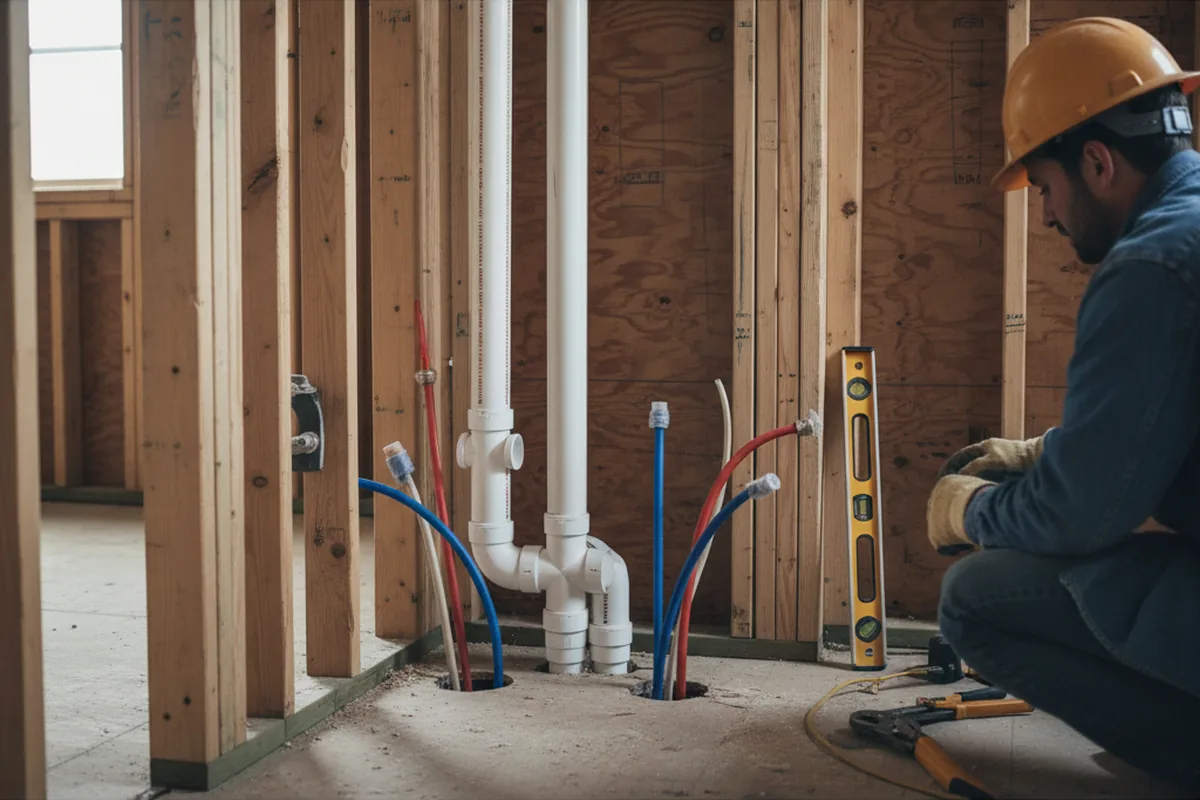 Drain and supply rough-in during Sump Pump Repair in Ashfield